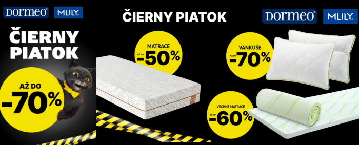 Čierny piatok v DORMEO zľavy až 70%