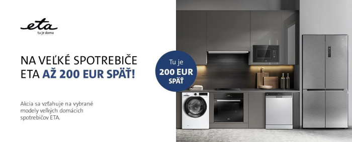 Na veľké spotrebiče ETA až 200 € späť