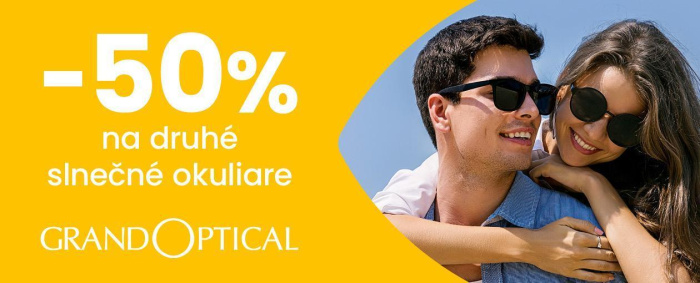 Zľava 50 % na druhé slnečné okuliare v GrandOptical