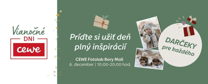 Deň plný vianočných inšpirácií a množstvo zliav pre každého už 6. 12. v predajni CEWE Fotolab