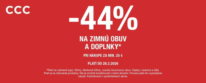 - 44 % na zimnú obuv a doplnky v CCC!