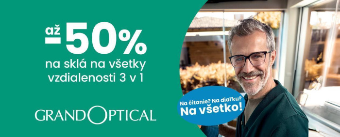 Zľava až 50 % na multifokálne okuliare v GrandOptical!