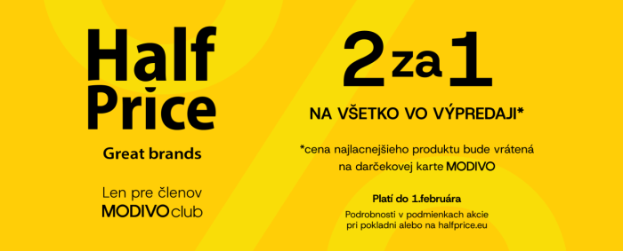 2 za 1 na všetko vo Výpredaji