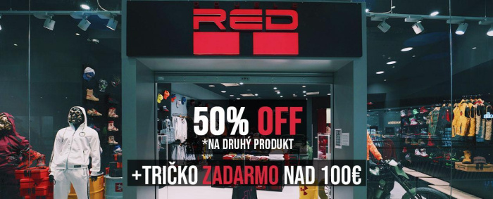 50% OFF + tričko ZADARMO  V DOUBLE RED