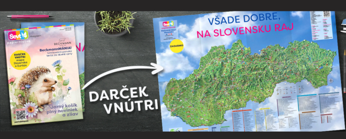 Darček - maľovaná mapa Slovenska v jarnom magazíne