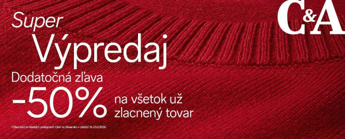 Dodatočná zľava 50 % na všetok už zlacnený tovar