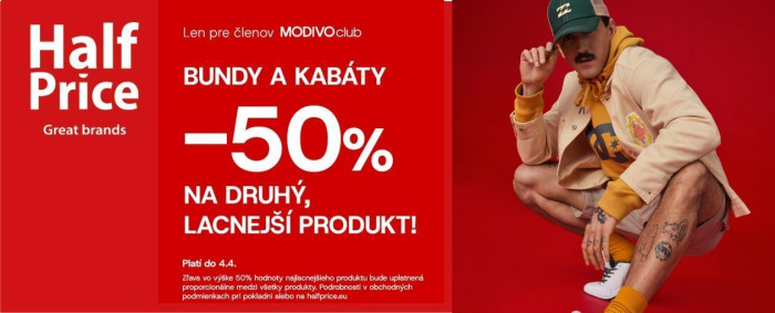50 % zľava na druhý lacnejší produkt - Bundy a kabáty